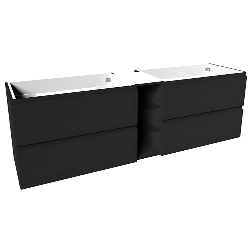 VikingBad MIE FINGERGREP DBL Servantskap åpen glasshylle Mørk grå / 180cm dobbel VikingBad Servantskap VB-114590