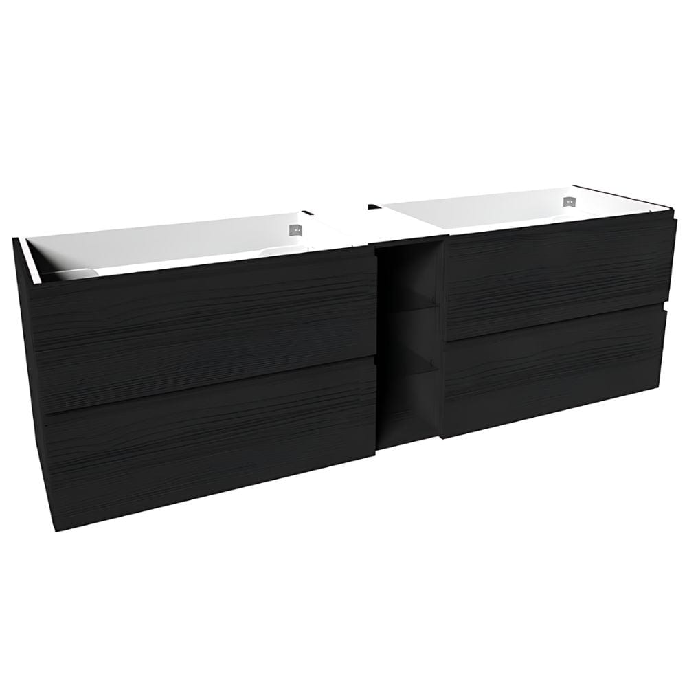 VikingBad MIE FINGERGREP DBL Servantskap åpen glasshylle Svart eik / 180cm dobbel VikingBad Servantskap VB-114592