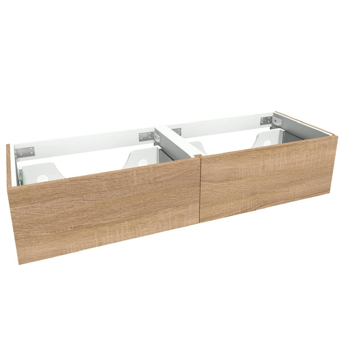 VikingBad Servantskap slett MIE DEMI - Mål: B(120-180)xH46xD29 cm Lys eik / 140cm dobbel VikingBad Servantskap VB-116265