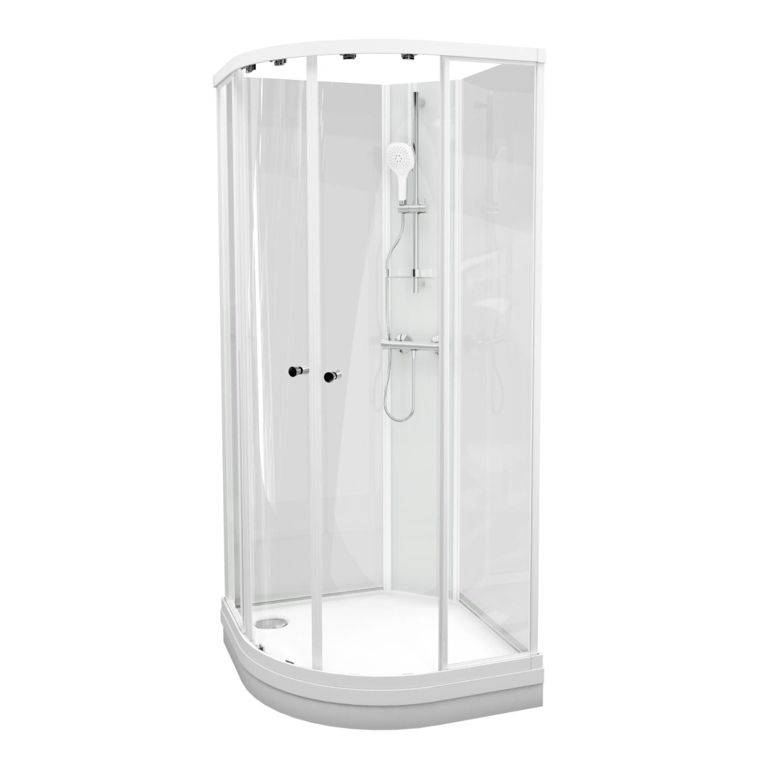 VikingBad Sofia Dusjkabinett Buet H210cm, Klare Bakvegger Hvit matt / Basic / 70x90cm høyre VikingBad Dusjkabinett VB-115567