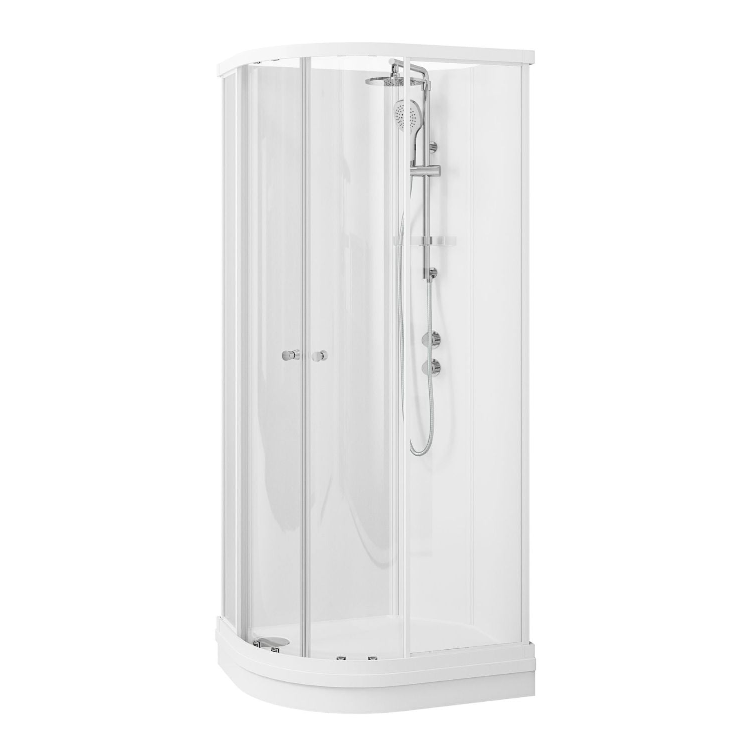 VikingBad Sofia Dusjkabinett Buet H210cm, Klare Bakvegger Hvit matt / Pluss / 70x90cm høyre VikingBad Dusjkabinett VB-115560