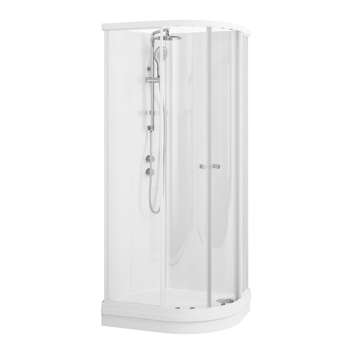 VikingBad Sofia Dusjkabinett Buet H210cm, Klare Bakvegger Hvit matt / Pluss / 70x90cm venstre VikingBad Dusjkabinett VB-115561