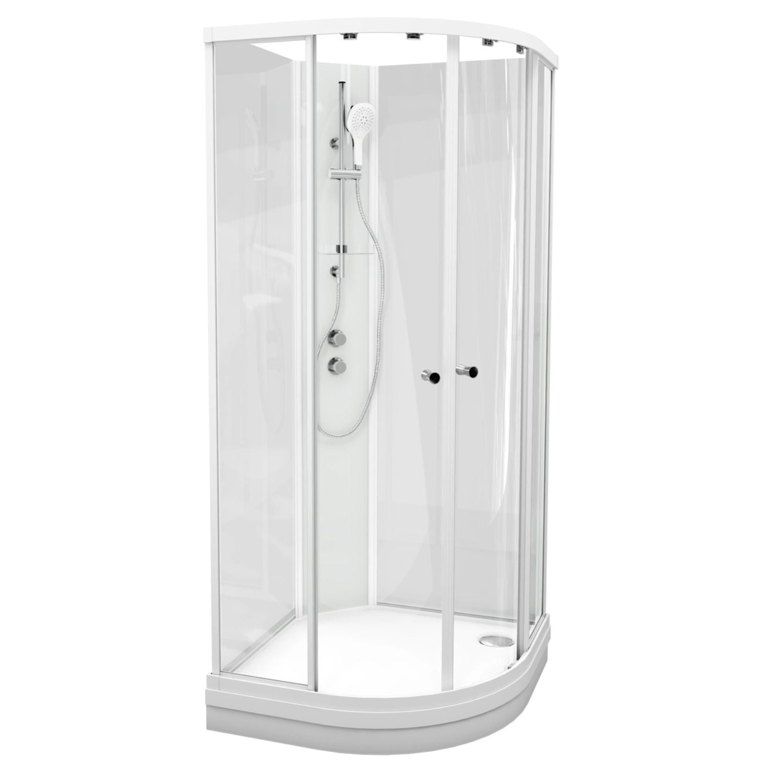 VikingBad SOFIA Dusjkabinett Buet Standard - Støpemarmor Bunnkar Hvit matt / 80x80cm / Klart glass VikingBad Dusjkabinett VB-115595