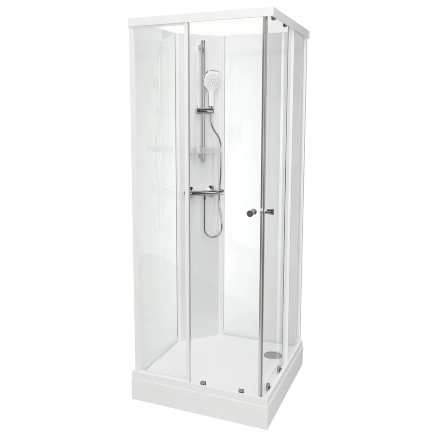 VikingBad SOFIA Rett Basic Dusjkabinett Hvit matt / 80x80cm / Hvit glass VikingBad Dusjkabinett VB-117798