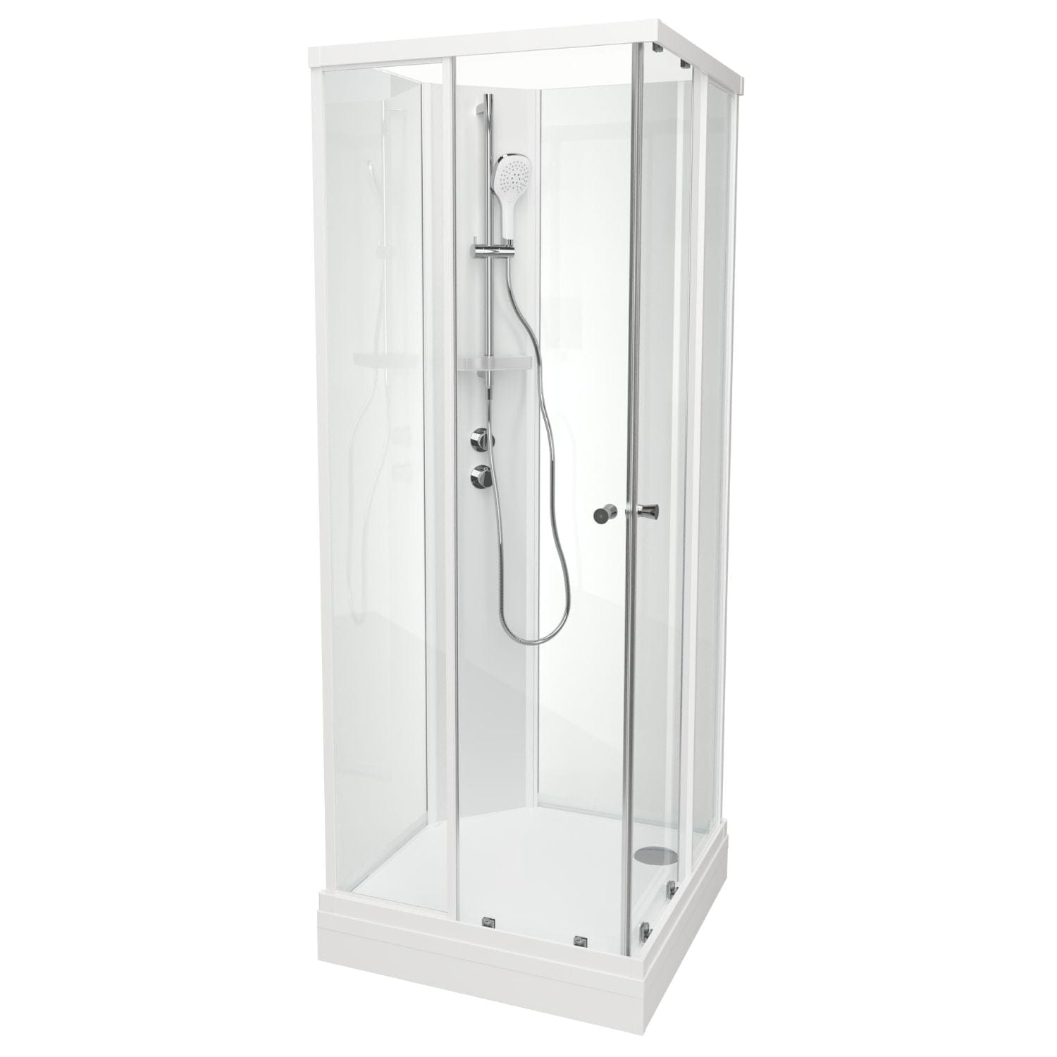 VikingBad SOFIA Rett Standard Dusjkabinett Hvit matt / 80x80cm / Hvit glass VikingBad Dusjkabinett VB-117802