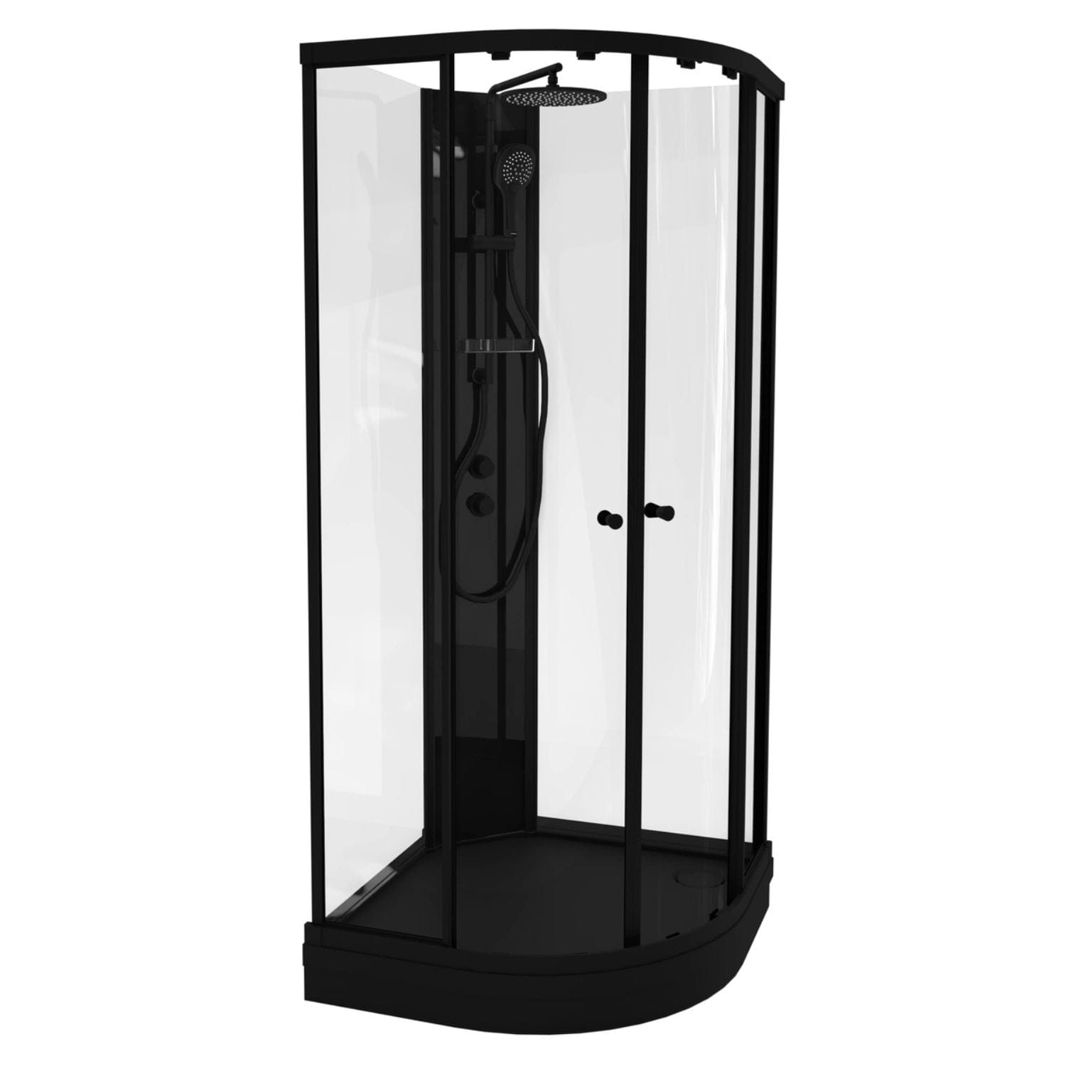 VikingBad Sofia Svart Matt Dusjkabinett - svart søyle Svart matt / 90x90cm / Hvit glass VikingBad Dusjkabinett VB-115559