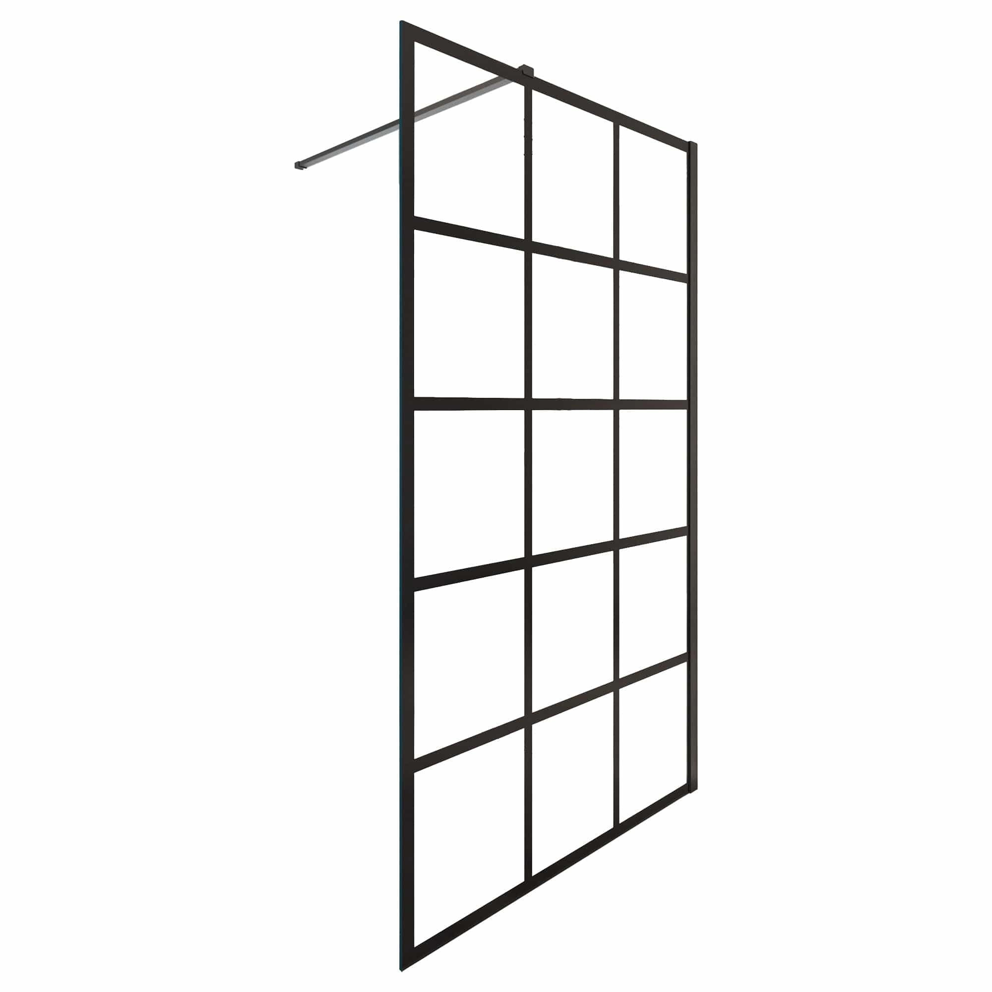 Alterna Matrix Fast Dusjvegg Ruter 86,4-116,4cm Svart matt / 100cm / Klart glass Alterna Dusjvegg BD-6310994