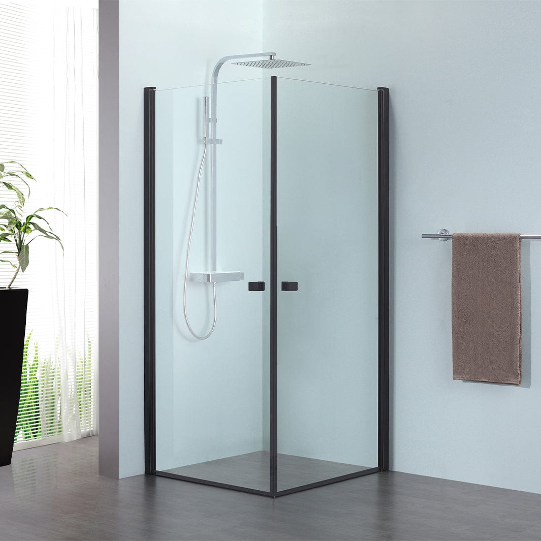 Alterna Pyxis Dusjdør Rett 70-100cm Svart matt / 70cm / Klart glass Alterna Dusjvegg BD-6310663