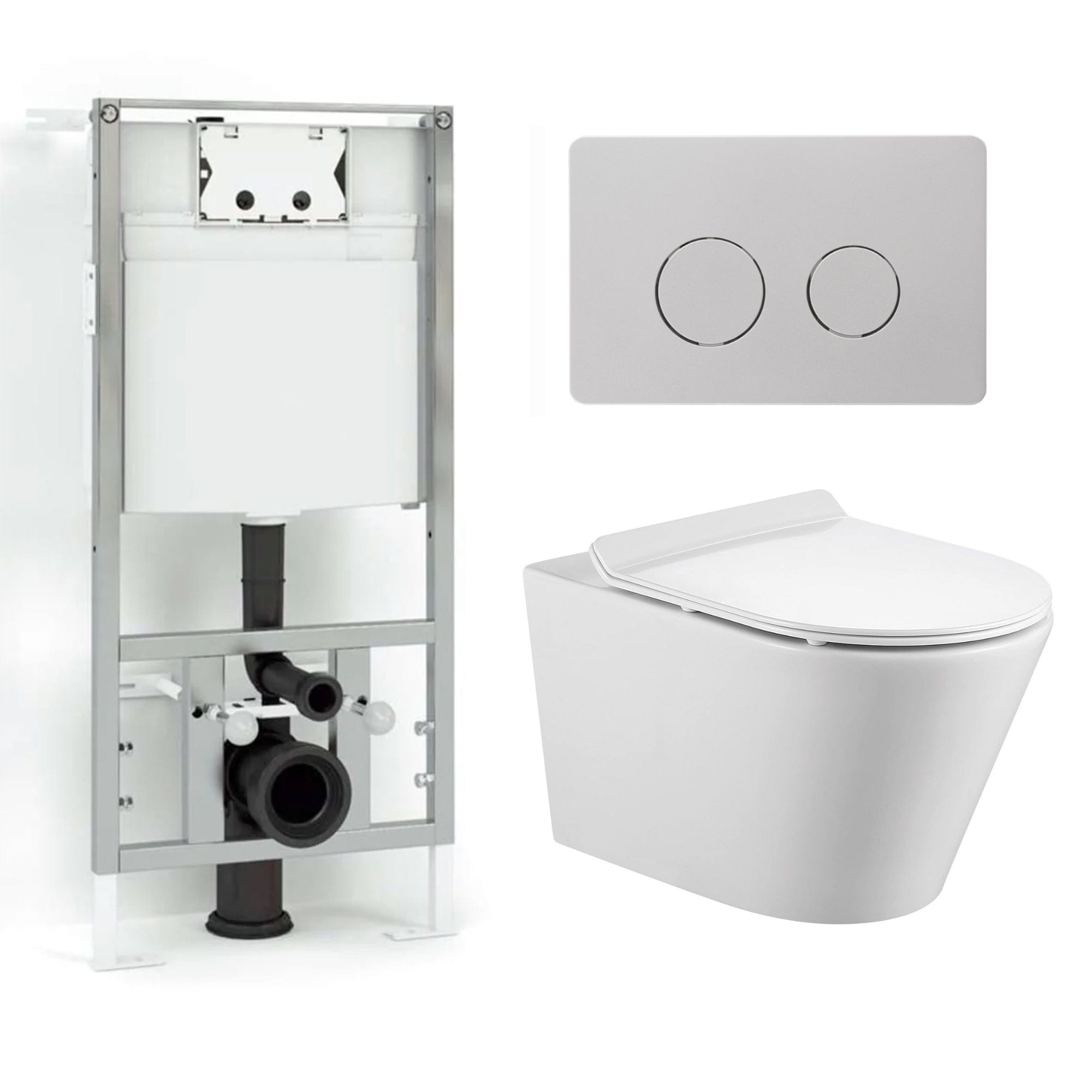 Bathco Sintra Antibakteriell Toalettpakke: veggskål, soft-close sete og sisterne Matt krom Bathco Toalettpakker BUN-4551MK