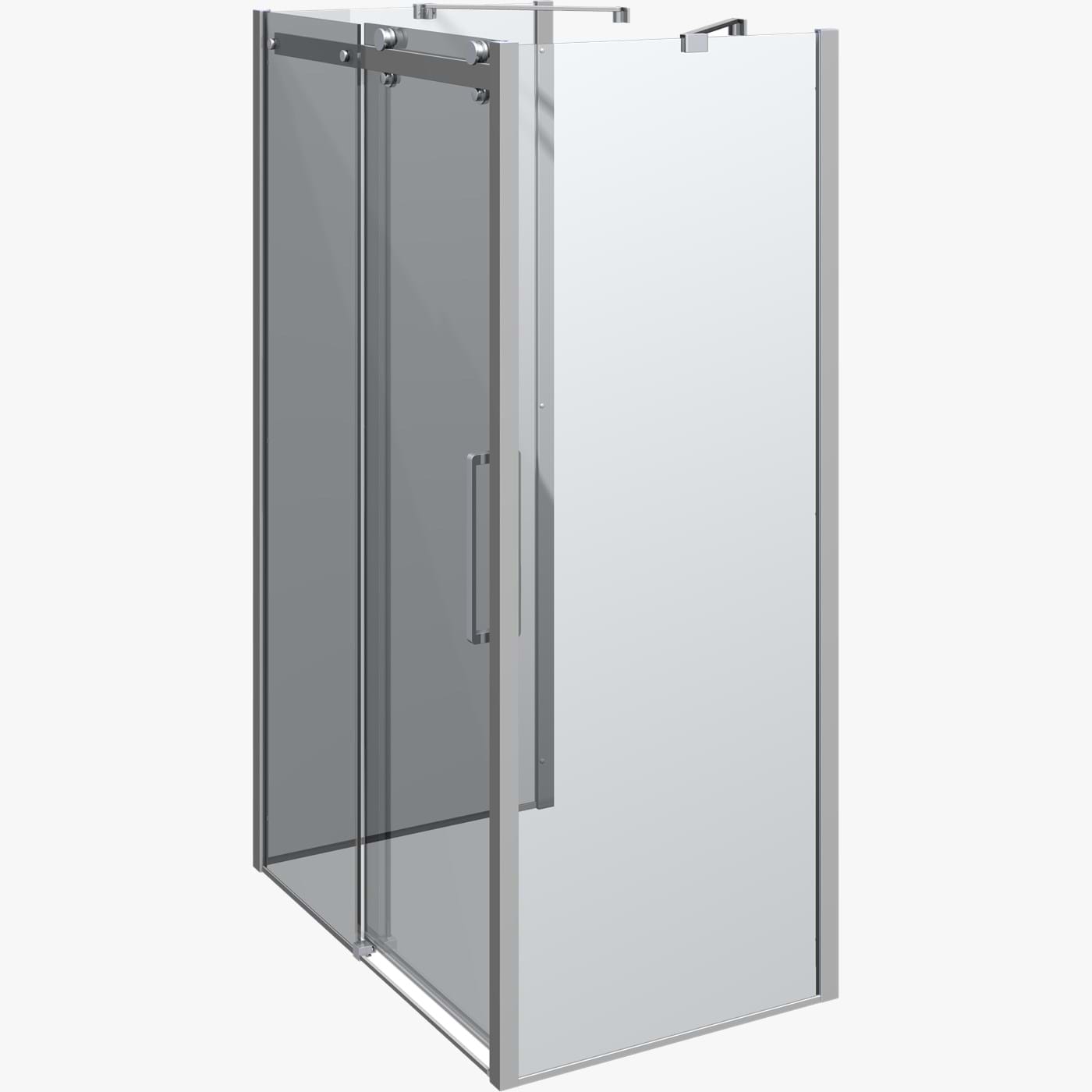 Dansani XXL Deluxe Skyvedør med 2 sidepanel for rettvegg - B120-160x80-100xH200cm Sateng / 120x80cm / Klart glass Dansani Dusjhjørne DA-SDL1202-0800
