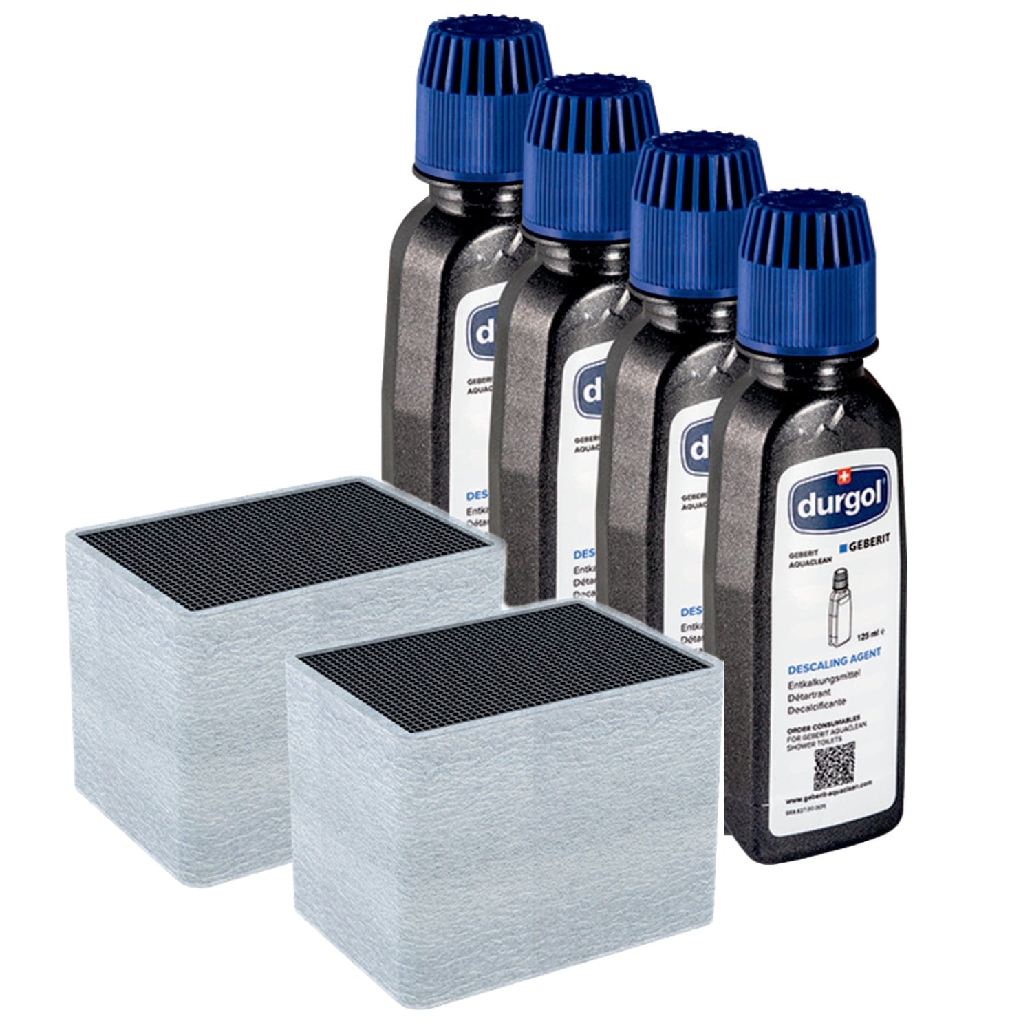 Geberit AquaClean Rengjøringspakke - Avkalkningsmiddel og Keramikkfilter 4 stk Geberit Tilbehør toalett BUN-PAK6166366