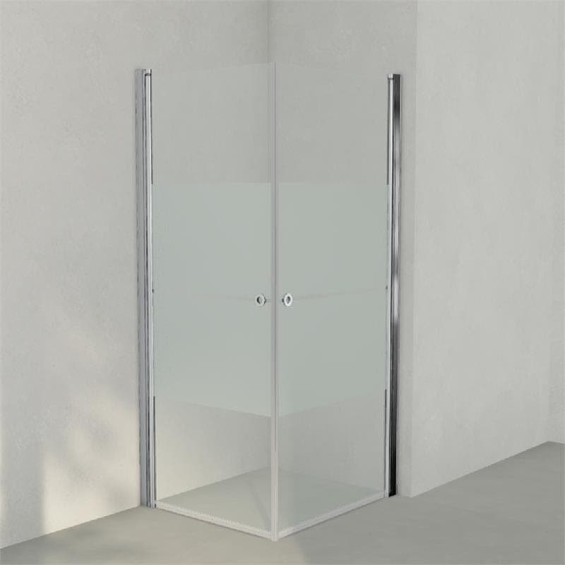 INR Dusjhjørne LINC ANGEL Frostet/Stripe Glass Krom / 80x90cm / Stripe glass INR Iconic Nordic Rooms Dusjhjørne INR-51230389