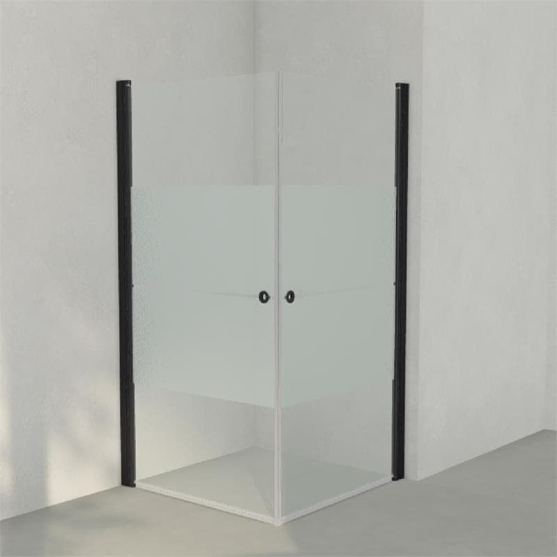 INR Dusjhjørne LINC ANGEL Frostet/Stripe Glass Svart matt / 100x100cm / Stripe glass INR Iconic Nordic Rooms Dusjhjørne INR-51230111