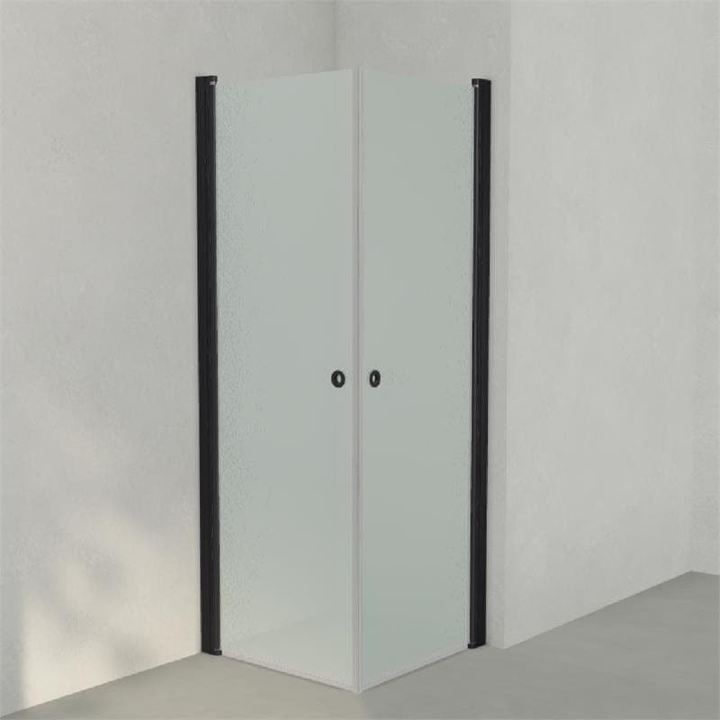 INR Dusjhjørne LINC ANGEL Frostet/Stripe Glass Svart matt / 70x70cm / Frostet glass INR Iconic Nordic Rooms Dusjhjørne INR-51210177