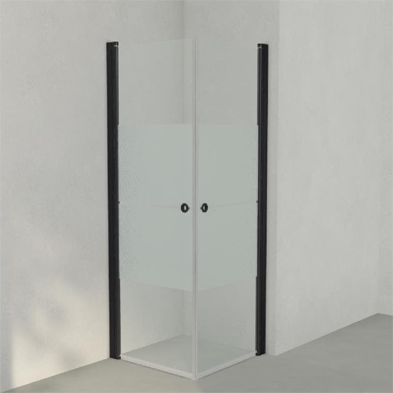 INR Dusjhjørne LINC ANGEL Frostet/Stripe Glass Svart matt / 70x70cm / Stripe glass INR Iconic Nordic Rooms Dusjhjørne INR-51230177