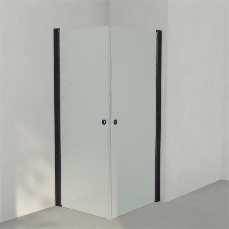 INR Dusjhjørne LINC ANGEL Frostet/Stripe Glass Svart matt / 80x90cm / Frostet glass INR Iconic Nordic Rooms Dusjhjørne INR-51210189