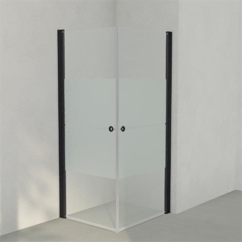 INR Dusjhjørne LINC ANGEL Frostet/Stripe Glass Svart matt / 80x90cm / Stripe glass INR Iconic Nordic Rooms Dusjhjørne INR-51230189