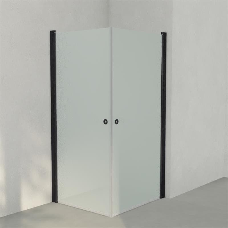 INR Dusjhjørne LINC ANGEL Frostet/Stripe Glass Svart matt / 90x100cm / Frostet glass INR Iconic Nordic Rooms Dusjhjørne INR-51210191