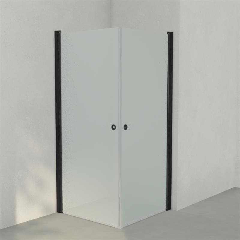 INR Dusjhjørne LINC ANGEL Frostet/Stripe Glass Svart matt / 90x90cm / Frostet glass INR Iconic Nordic Rooms Dusjhjørne INR-51210199