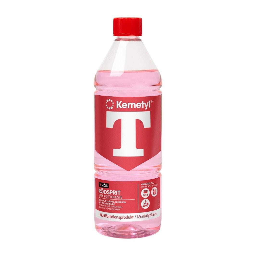 Kemetyl T-rød Rødsprit 1-4 liter Kemetyl Rengjøringsmidler
