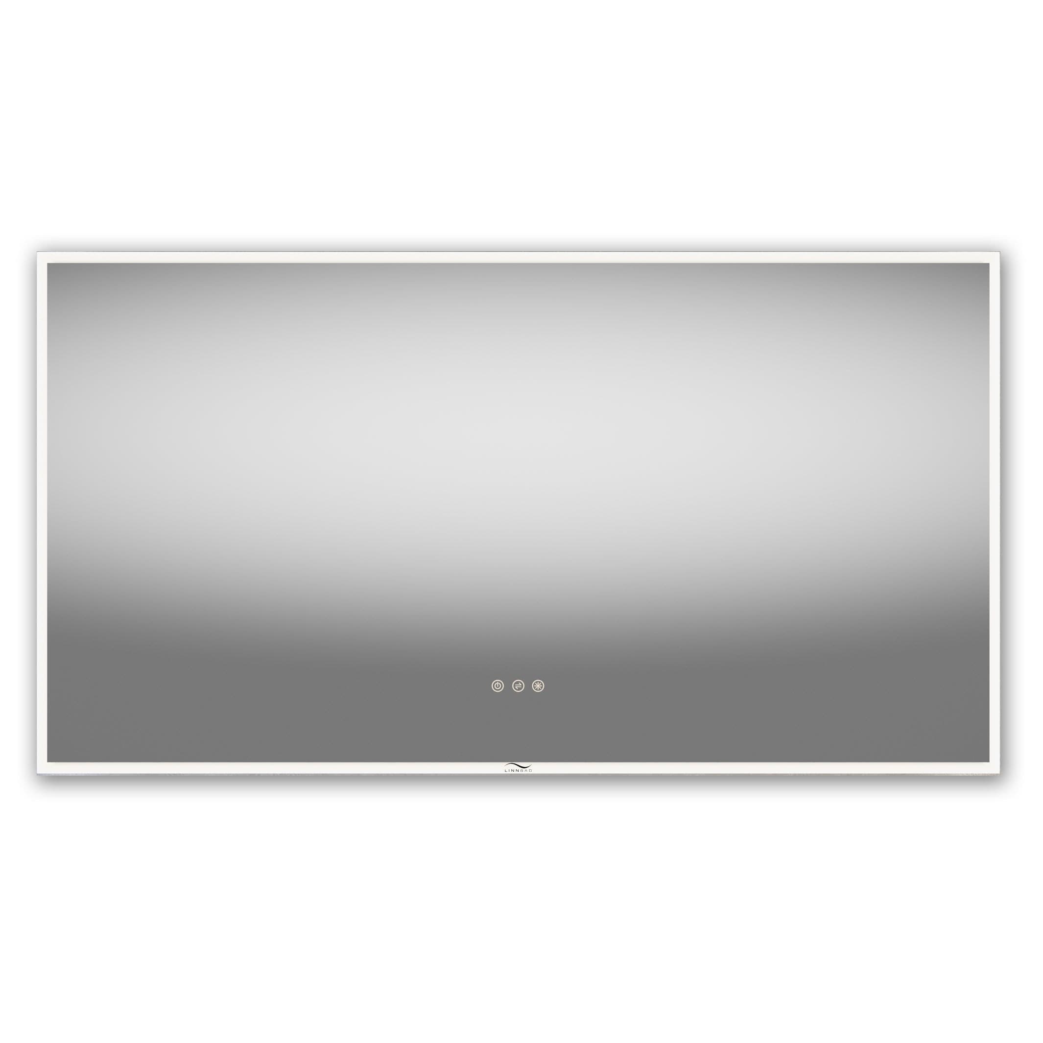 Linn Bad Framfjord Speil med frostet lysramme og panel 120cm Linn Bad Baderomsspeil LB-2612