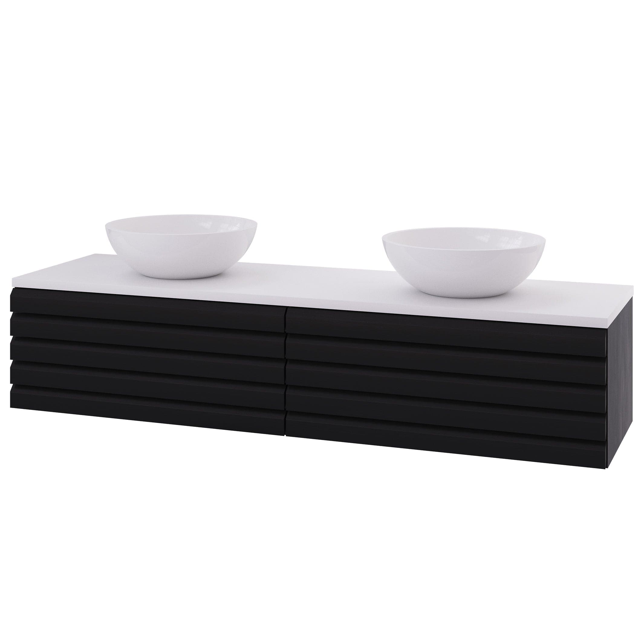 Linn Bad Selma Eikestav Heltre D45cm Servantskap Svart eik / 160cm / Valgfri Linn Bad Servantskap LB-160616STD