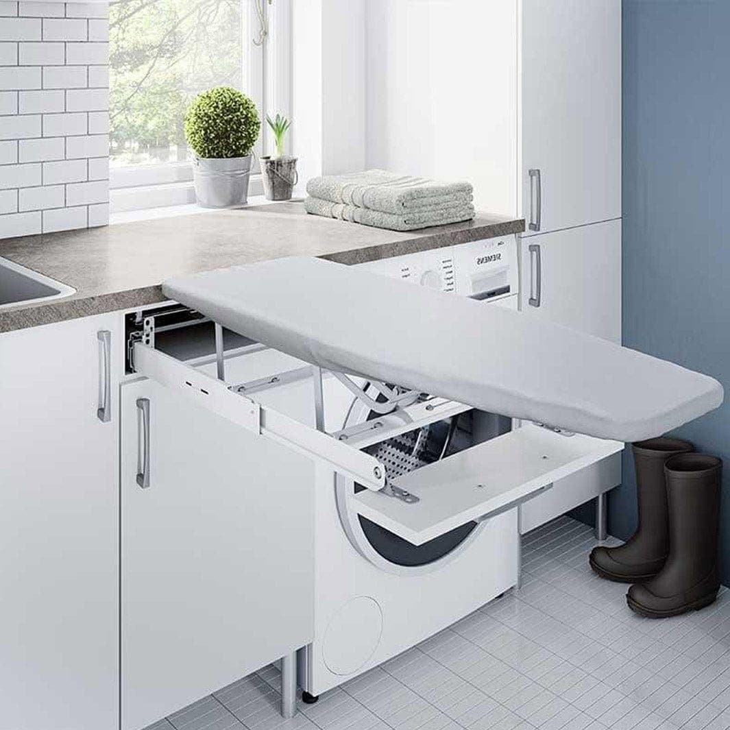 Linn Bad Underskap med Strykebett og trådkurver Hvit matt / 40cm / Høyre Linn Bad Benkeskap vaskerom LB-7008510-h