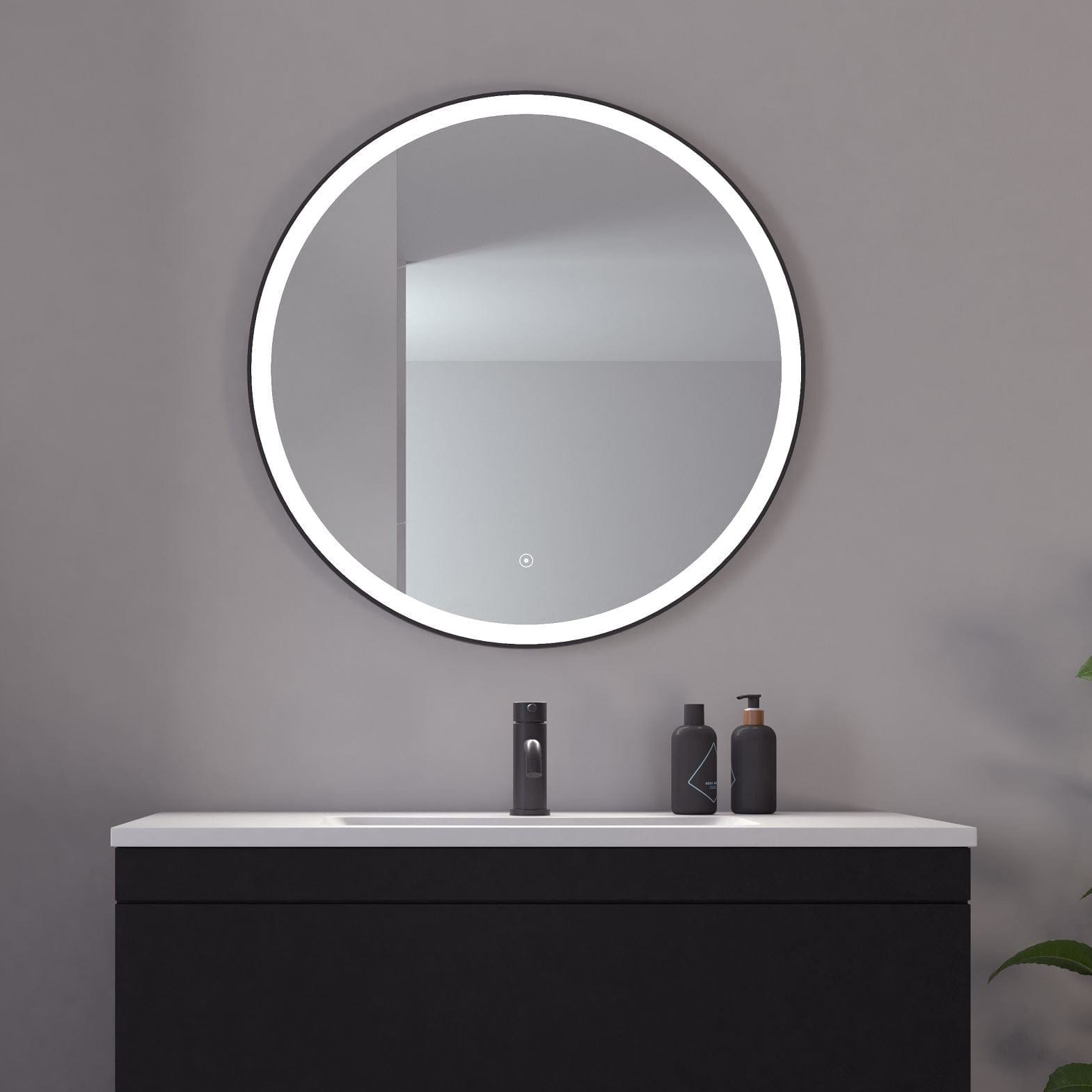 Loevschall Nyborg Rundt rammespeil med LED lys 80cm Loevschall Baderomsspeil KO-3443458711