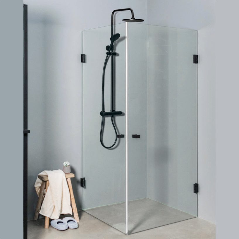 Sanipro Focus Fastvegg - pris pr stk Svart matt / 90cm / Klart glass Sanipro Dusjvegg SA-10207