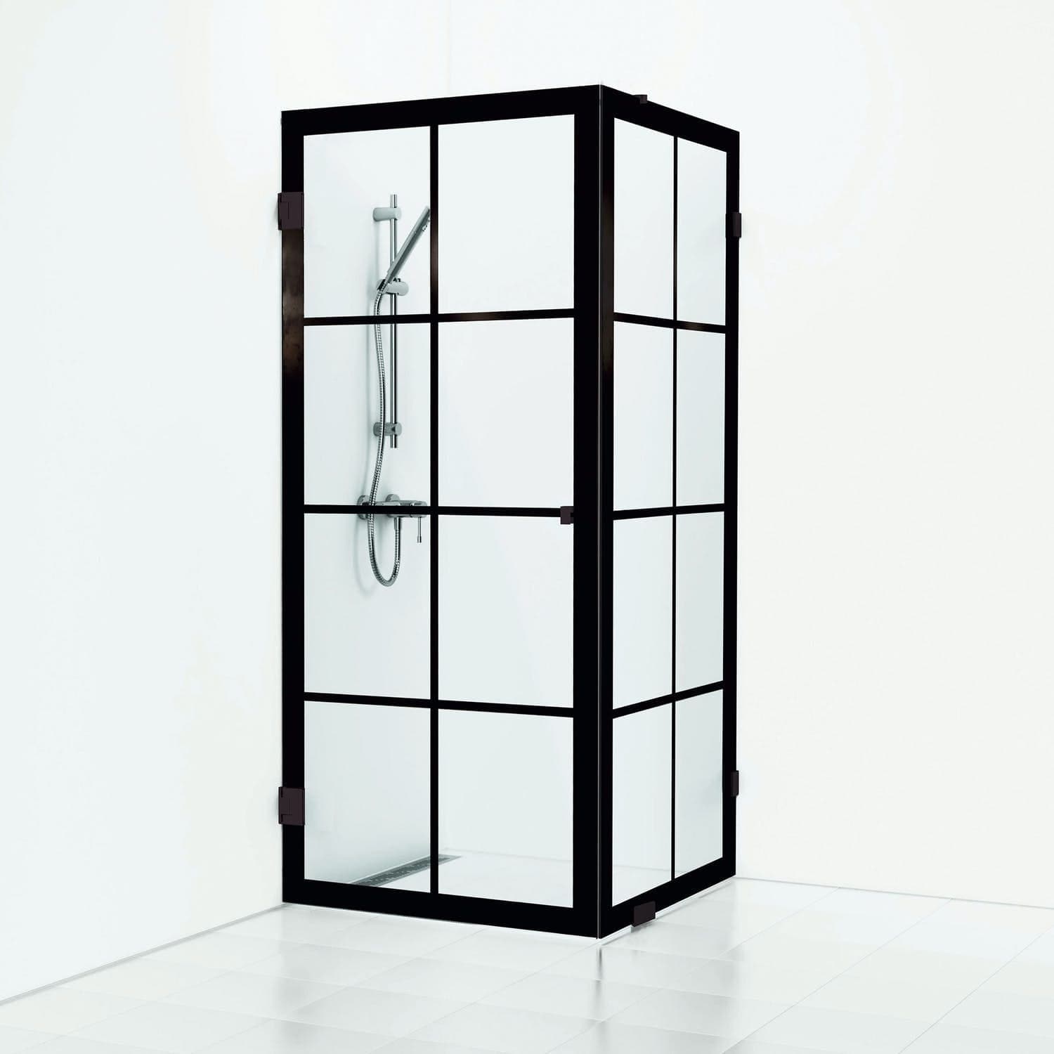 Svedbergs 180° Rista Dusjhjørne Kombi (vegg+dør) 80x80cm / Svart matt Svedbergs Dusjhjørne SV-694788