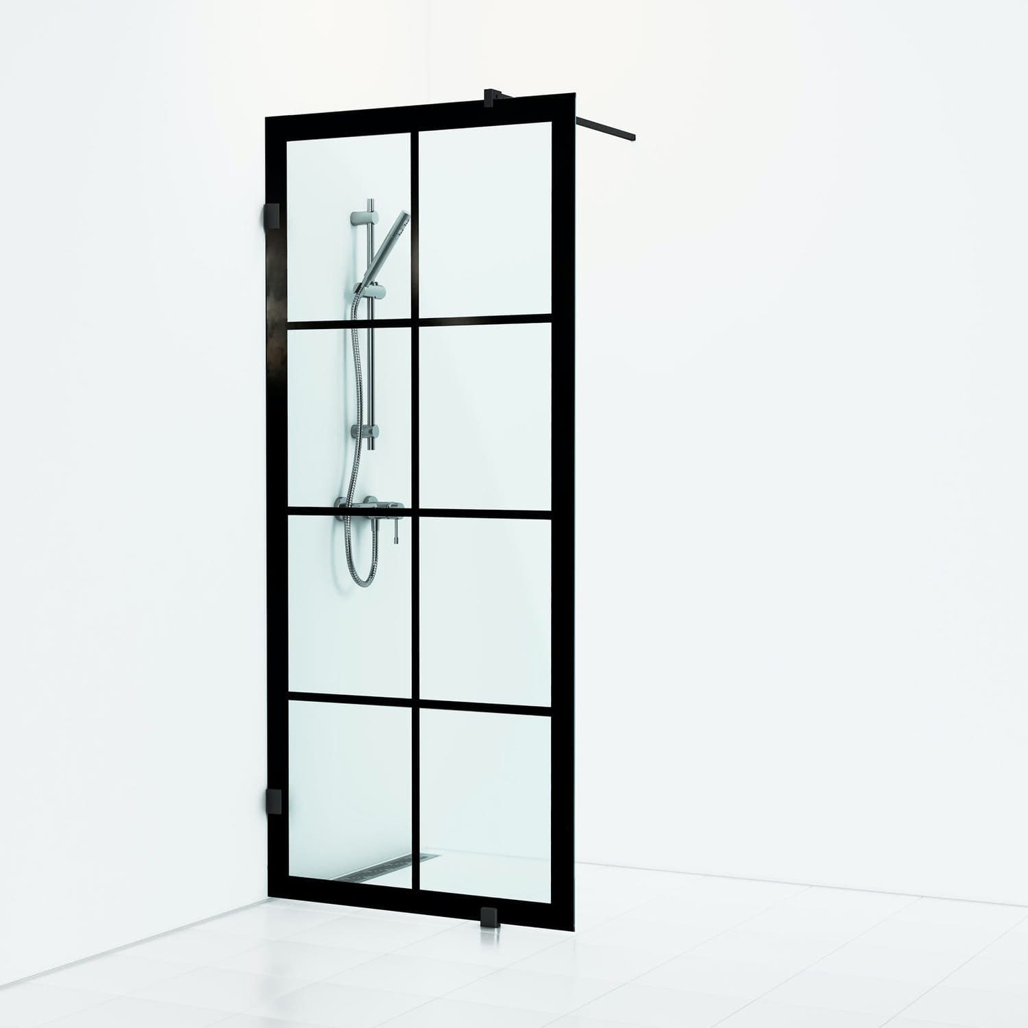 Svedbergs 180° Rista Dusjvegg Fast 78cm / Svart matt Svedbergs Dusjvegg SV-692778