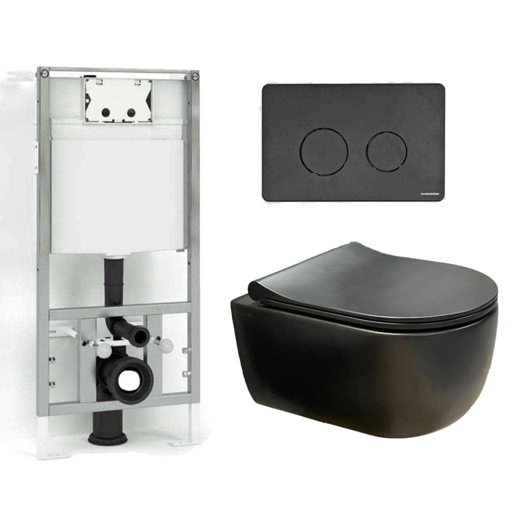 Svedbergs Alta Svart Matt Toalettpakke: veggskål, soft-close sete og sisterne Svart matt Svedbergs Toalettpakker