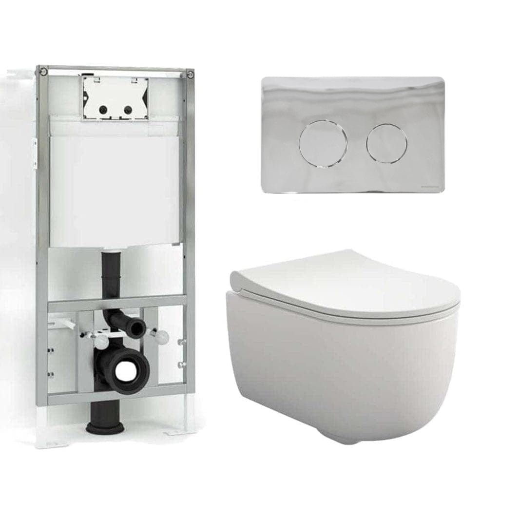 Svedbergs Alta Toalettpakke: veggskål, soft-close sete og sisterne Krom Svedbergs Toalettpakker BUN-SV90410KRO