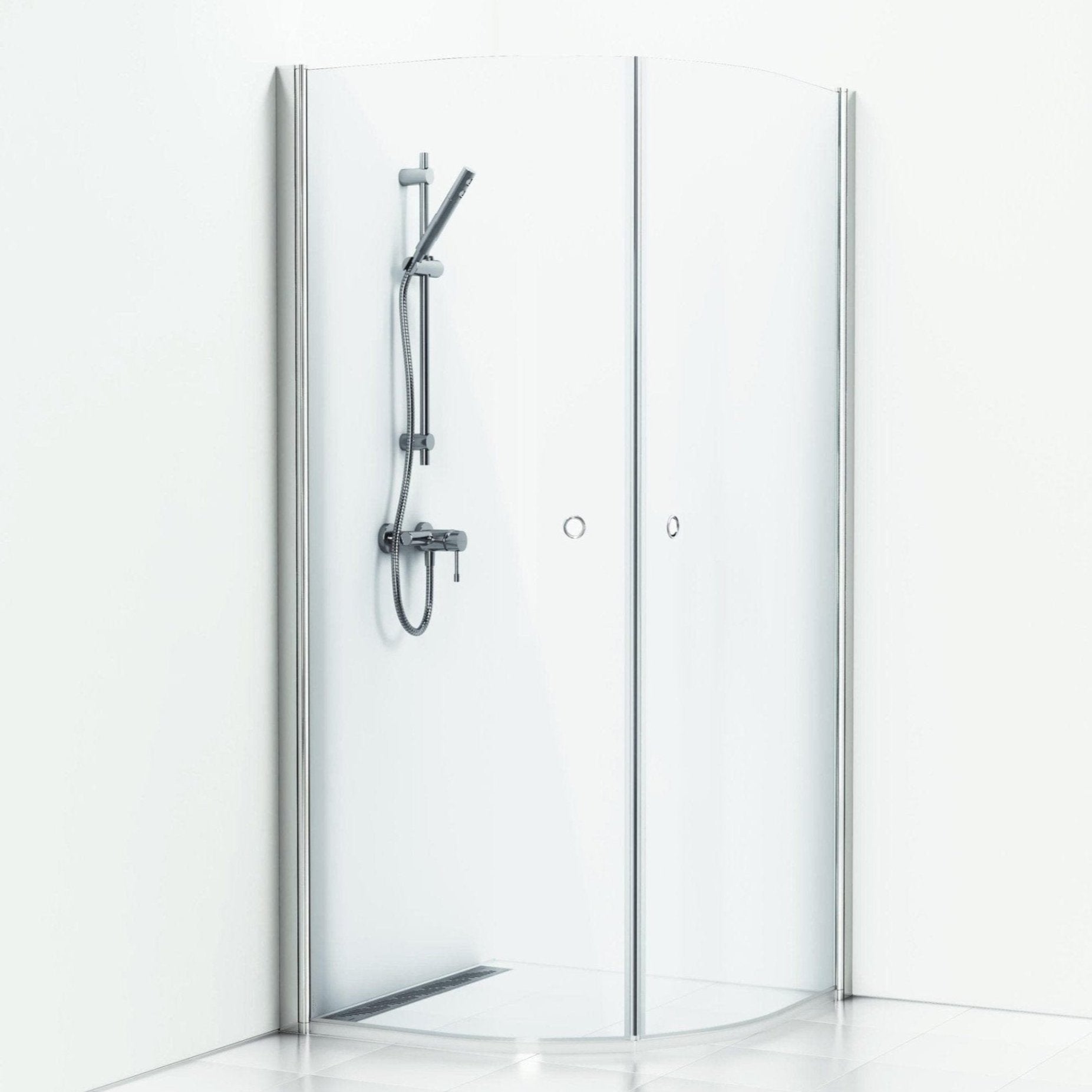 Svedbergs Skoga Dusjhjørne Buet Hullgrep Krom / 80x80cm / Klart glass Svedbergs Dusjhjørne SV-60607488