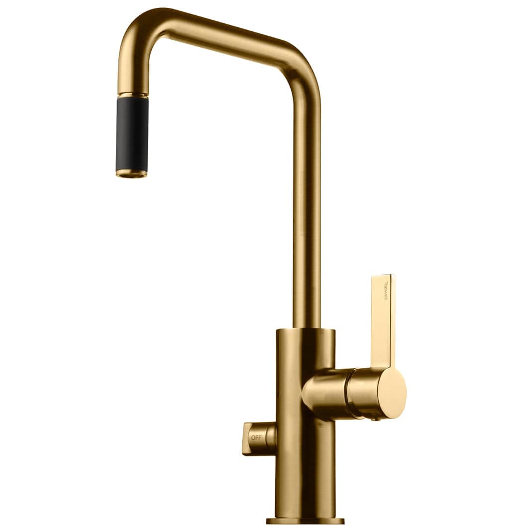 Tapwell ARM887 Kjøkkenarmatur Uttrekk+Avstengning Brushed honey gold Tapwell Kjøkkenarmatur TA-9424267