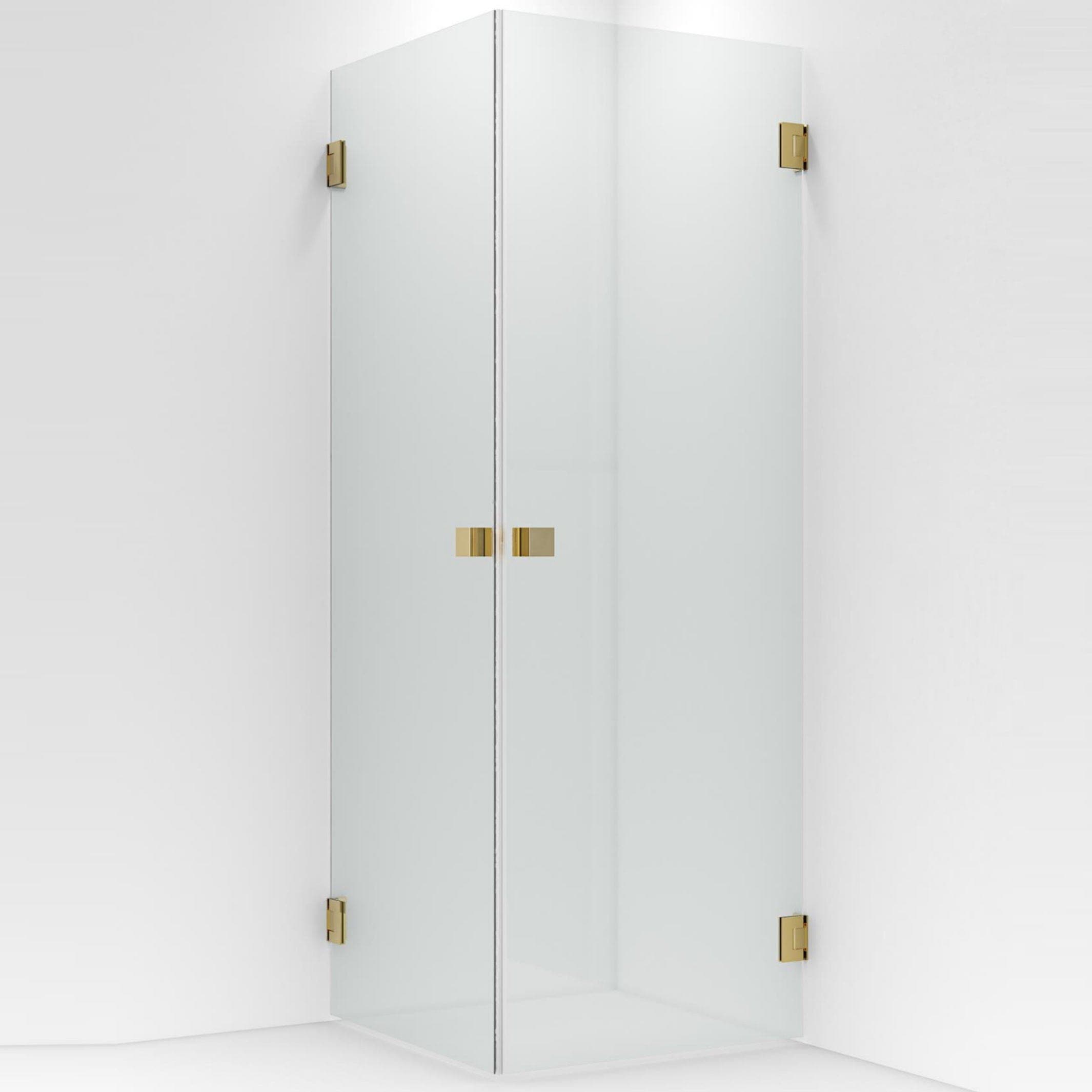 VikingBad EMIL Dusjhjørne Rett H200cm Gull / 70x70cm / Klart glass VikingBad Dusjhjørne VB-114409