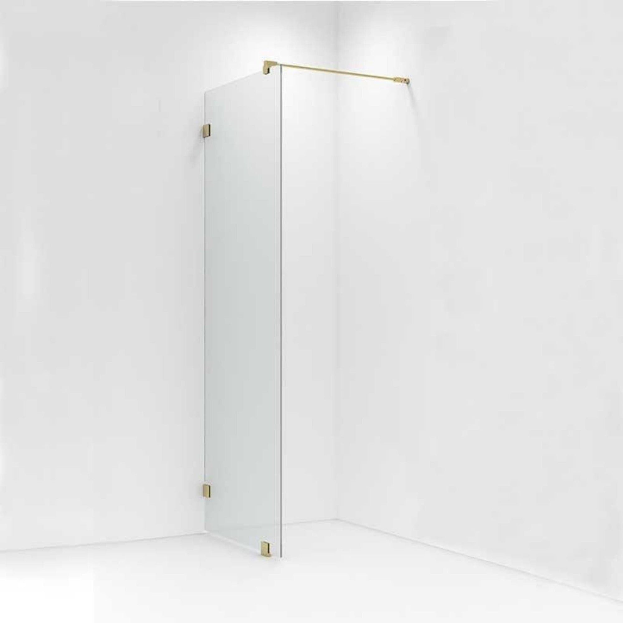 VikingBad Emil Glassfelt H200cm - inkl. støttestag, veggfeste og gulvfeste Gull / 100cm / Klart glass VikingBad Dusjvegg VB-113433