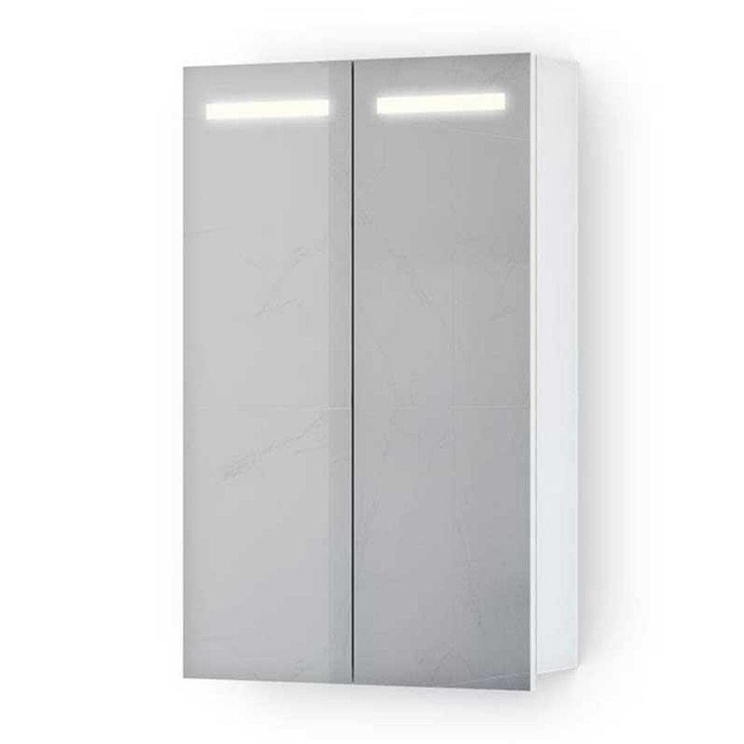 VikingBad Ida Speilskap B50-120cm m/LED og Stikk - innvendig speil Hvit matt / 50cm VikingBad Speilskap VB-111707