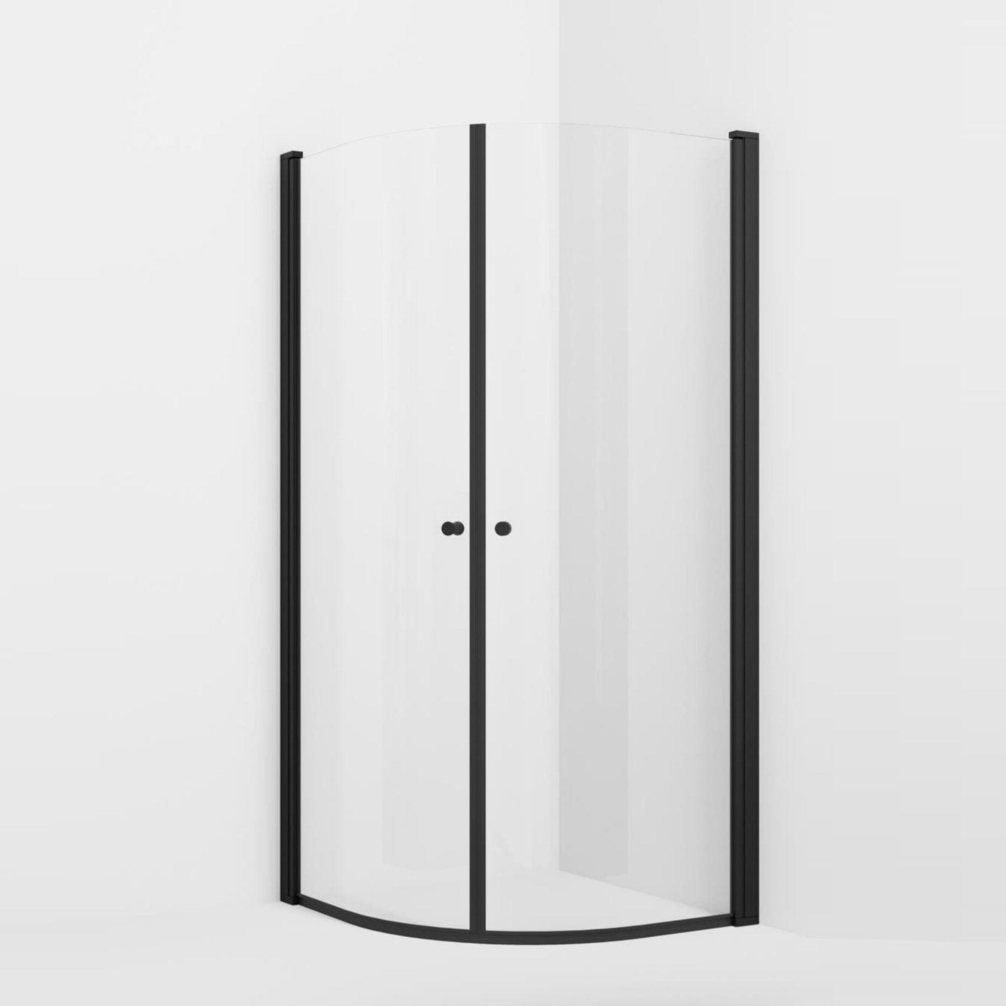 VikingBad LIAM Dusjhjørne Buet H195cm Svart matt / 100x100cm / Klart glass VikingBad Dusjhjørne VB-112724