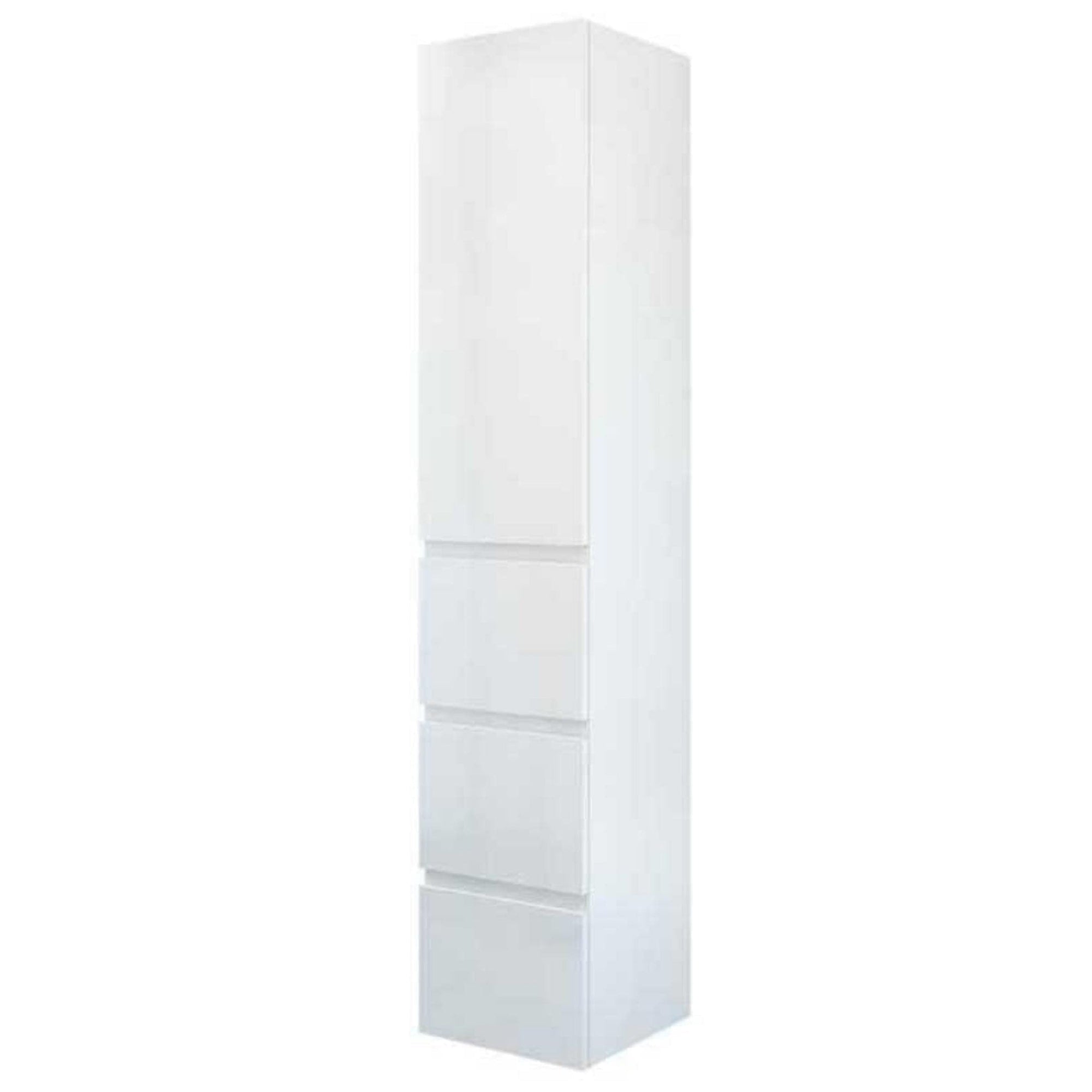 VikingBad Mie 176 Høyskap 3 Skuffer - fingergrep Hvit høyglans VikingBad Høyskap bad VB-112018