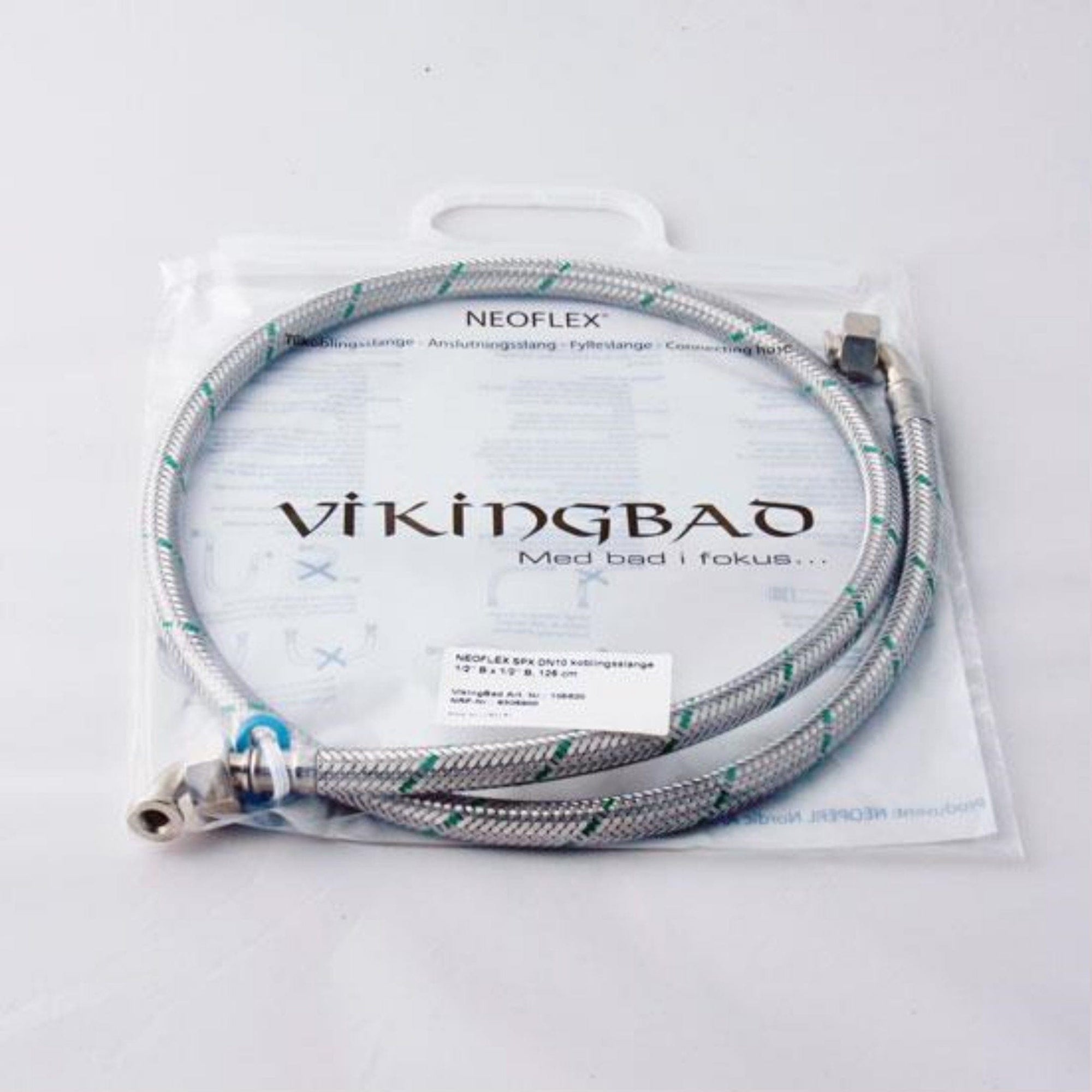VikingBad SIL DN10 Neoperl Koplingsslange - L125cm dusjkabinett 1/2"Bx1/2"B VikingBad Koblingsslange VB-111024