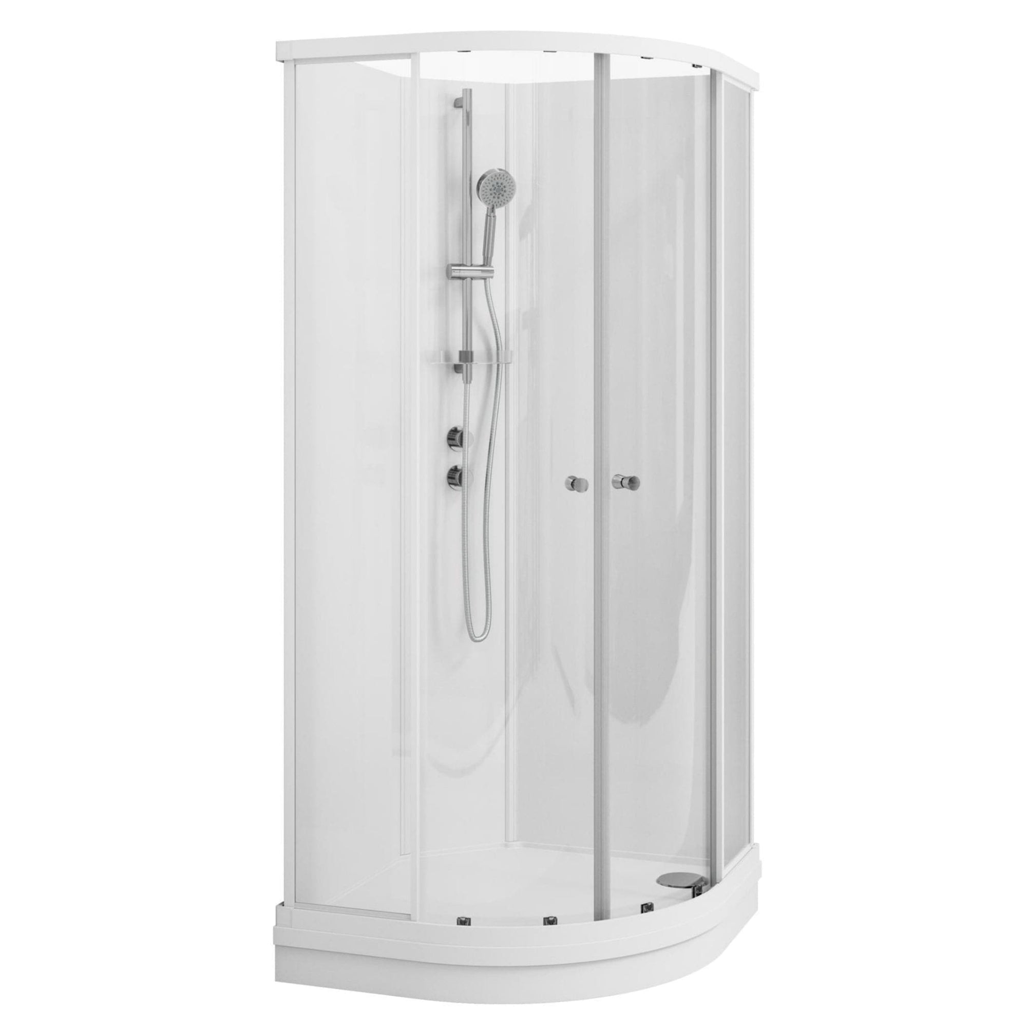 VikingBad Sofia Lav Dusjkabinett Buet H190cm Hvit matt / 80x80cm / Hvit glass VikingBad Dusjkabinett VB-113441