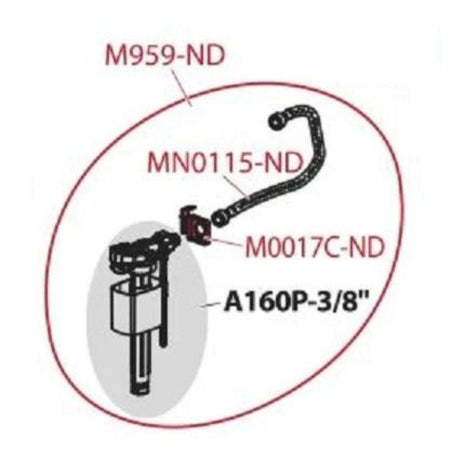 1904 Innløpssett med ventil og slange