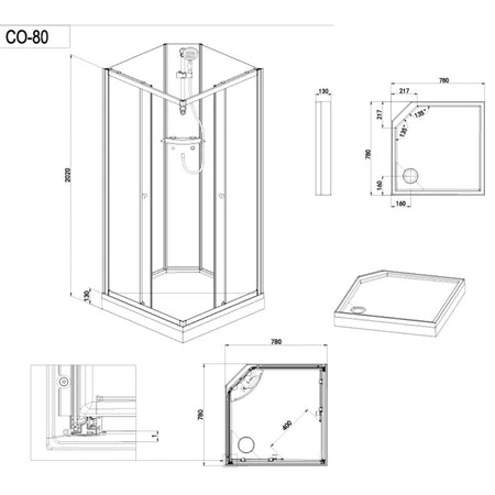 1904 Otra Dusjkabinett Firkantet