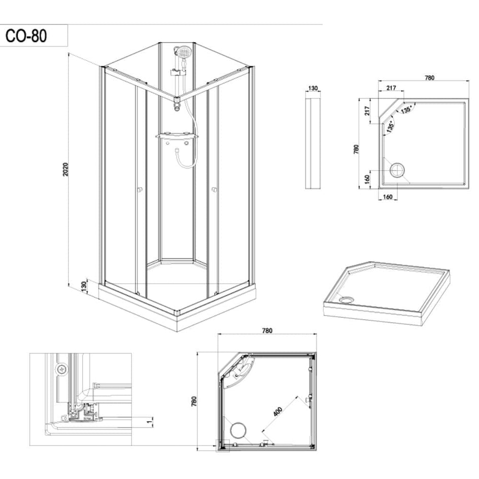 1904 Otra Dusjkabinett Firkantet 1904 Dusjkabinett
