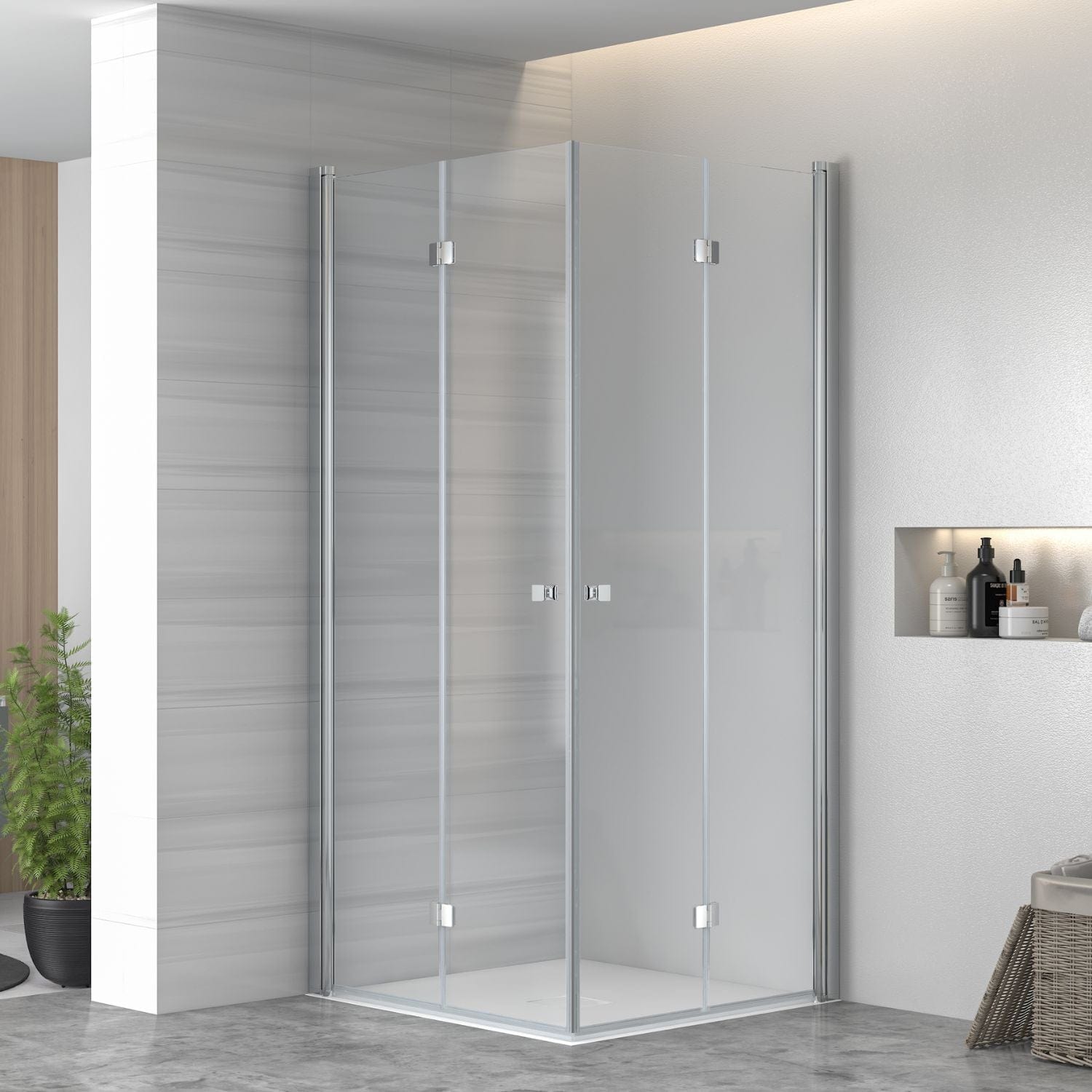 1904 Sjoa Foldedør Dusjhjørne Krom / 70x90cm Klart Glass