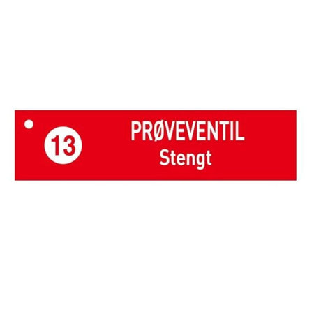 1904 Skilt Prøveventil Stengt