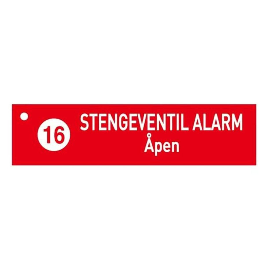 1904 Skilt Stengeventil Alarm Åpen 16 1904 GRO-8758249