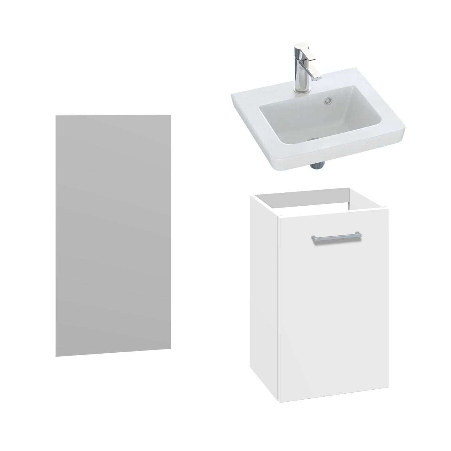 1904 Voss 3-i-1 Mini Møbelpakke Hvit matt / 40cm høyre hengslet / Voss speil 1904 Møbelpakke bad BUN-7041012V40H