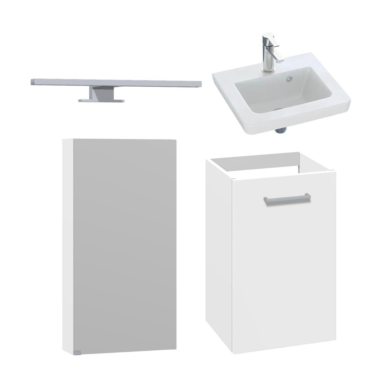 1904 Voss 3-i-1 Mini Møbelpakke Hvit matt / 40cm høyre hengslet / Voss speilskap 1904 Møbelpakke bad BUN-7041012VS40H